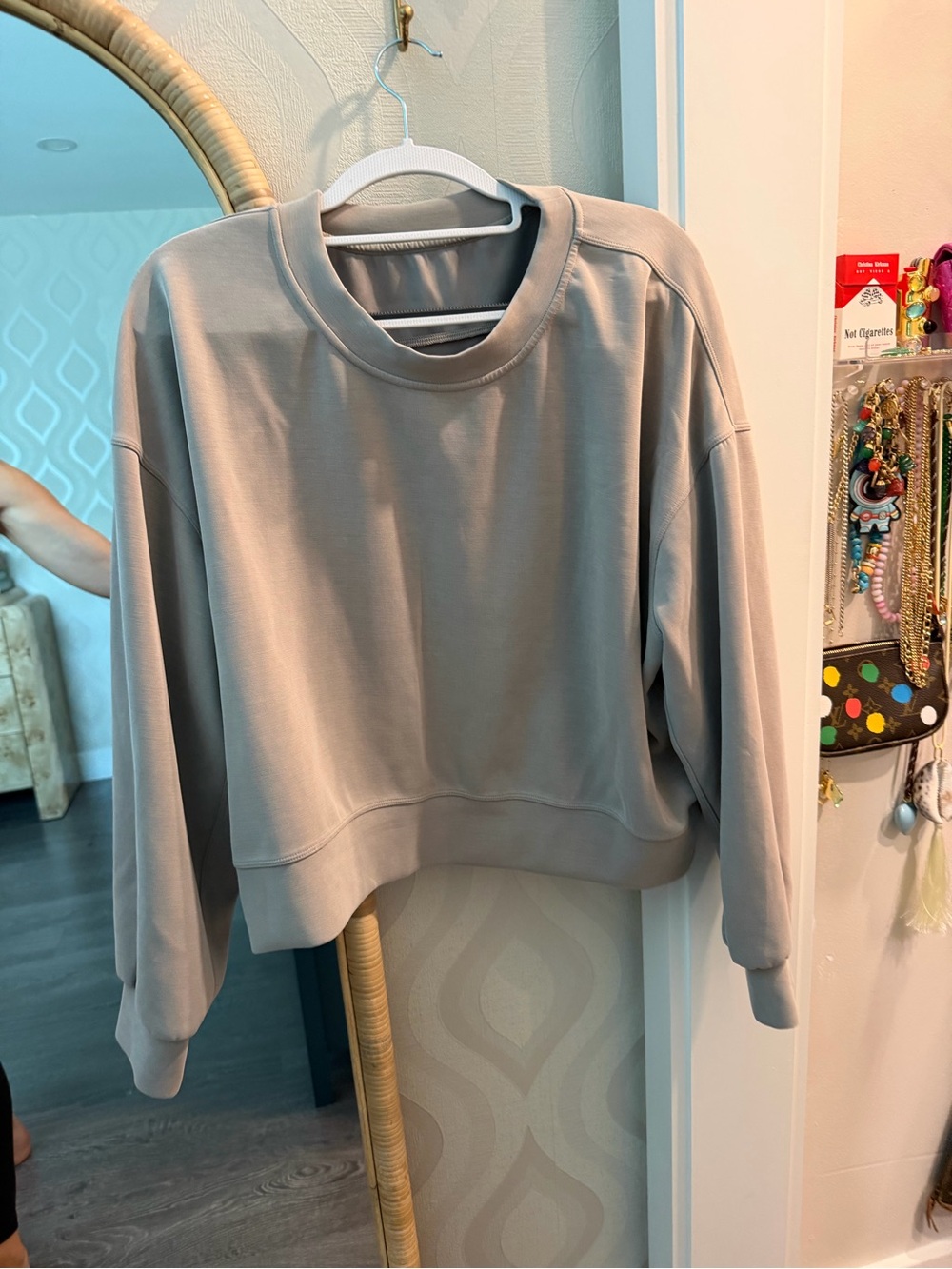 LULULEMON Everyday Cropped Crewneck Sweatshirt - Taupe